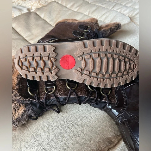 Khombu Quechee Stingray Brown Faux Fur Waterproof Winter Snow Boots Size 9.5M - Picture 7 of 8